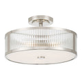 8.75'' Ardezia Polished NickelClear Ribbed 3 Light Semi-Flush Mount