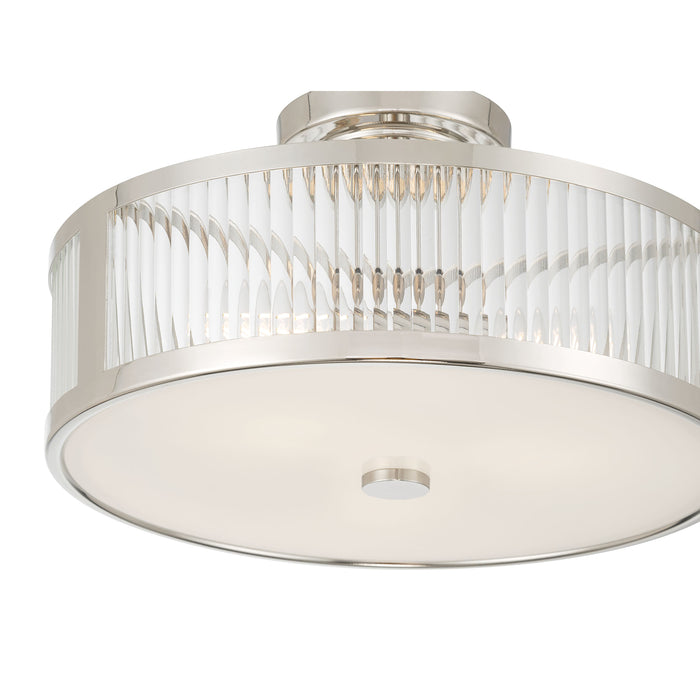 8.75'' Ardezia Polished NickelClear Ribbed 3 Light Semi-Flush Mount