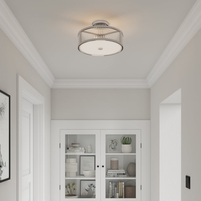 8.75'' Ardezia Polished NickelClear Ribbed 3 Light Semi-Flush Mount