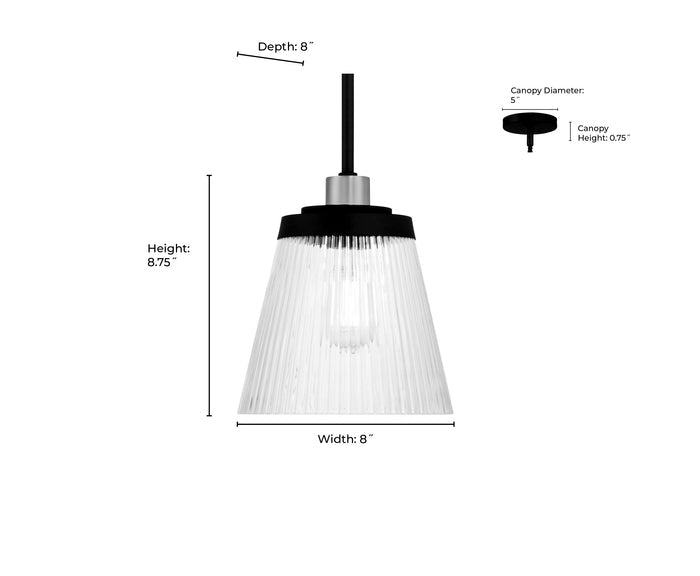 8.75'' Lustria Matte Black 1 Light Mini Pendant