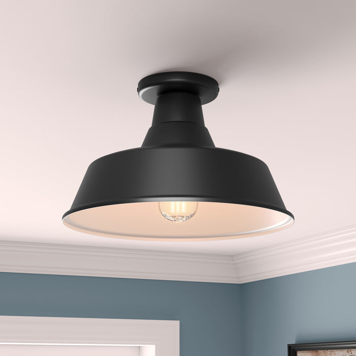 8.85'' R Series Satin Black 1 Light Semi-Flush Mount