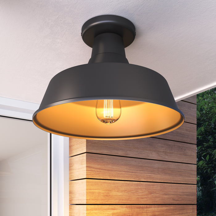 8.85'' R Series Satin Black 1 Light Semi-Flush Mount