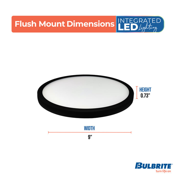 9-inch Black 17W Dimmable LED Flush Mount Ceiling Light, 3000K, 1400 Lumens