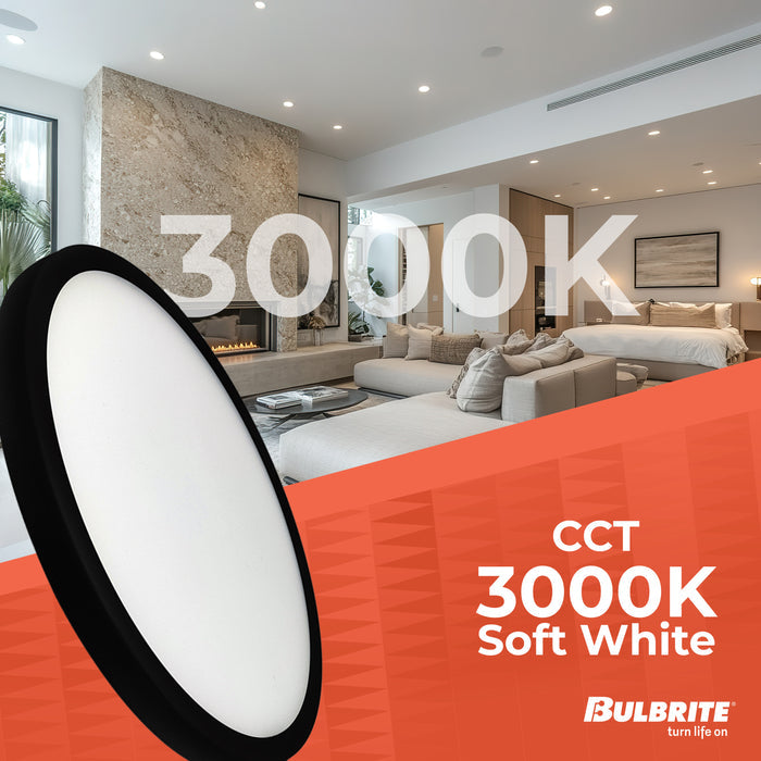 9-inch Black 17W Dimmable LED Flush Mount Ceiling Light, 3000K, 1400 Lumens