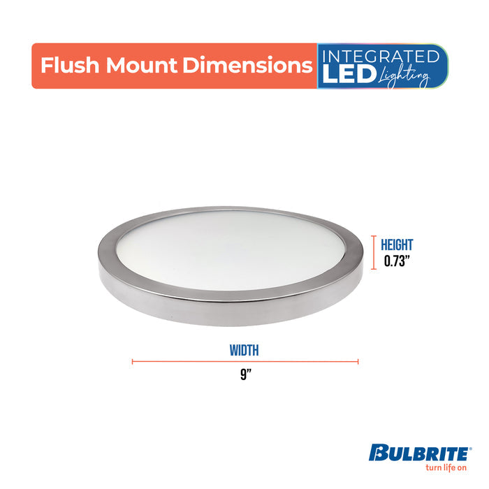9-inch Nickel 17W Dimmable LED Flush Mount Ceiling Light, 3000K, 1400 Lumens