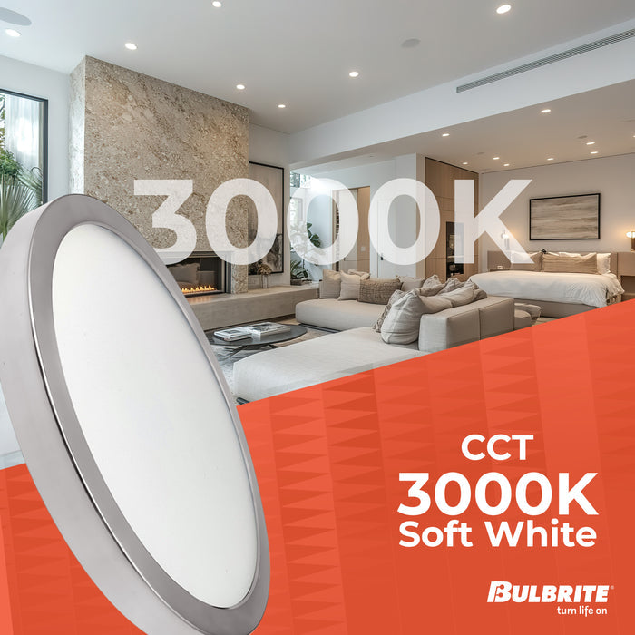9-inch Nickel 17W Dimmable LED Flush Mount Ceiling Light, 3000K, 1400 Lumens