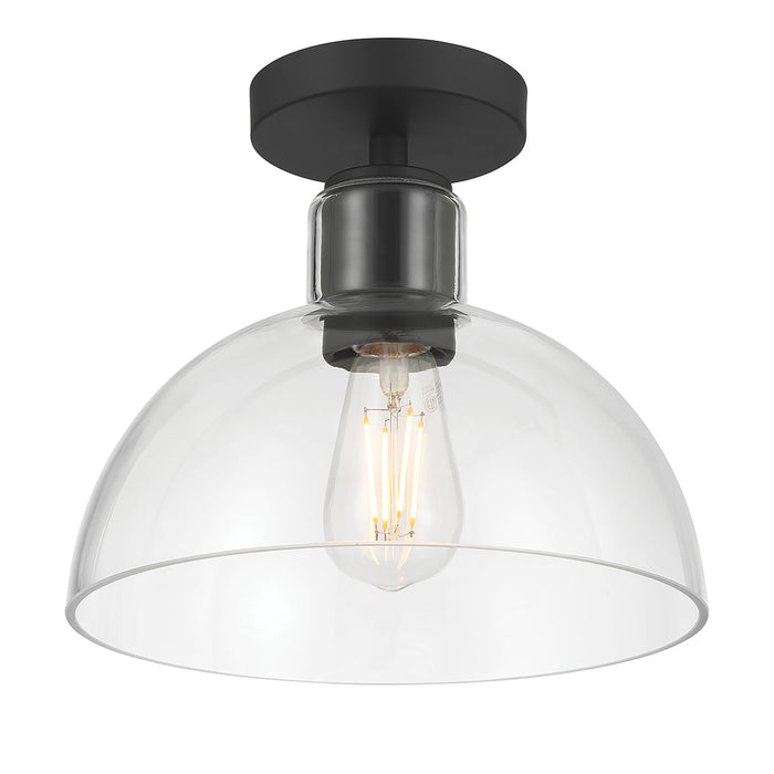 9'' Knightsdale Matte BlackClear 1 Light Semi-Flush Mount