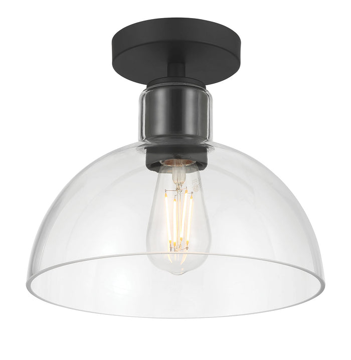 9'' Knightsdale Matte BlackClear 1 Light Semi-Flush Mount