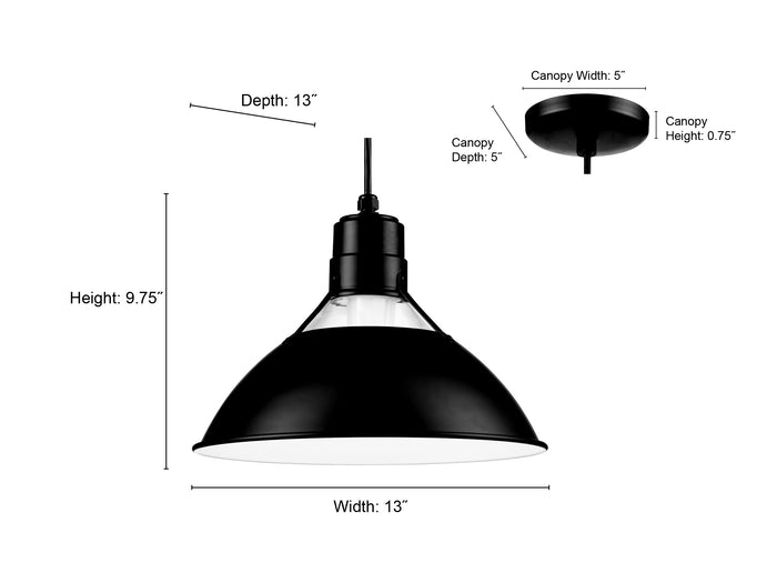 9.75'' R Series Satin Black 1 Light Pendant