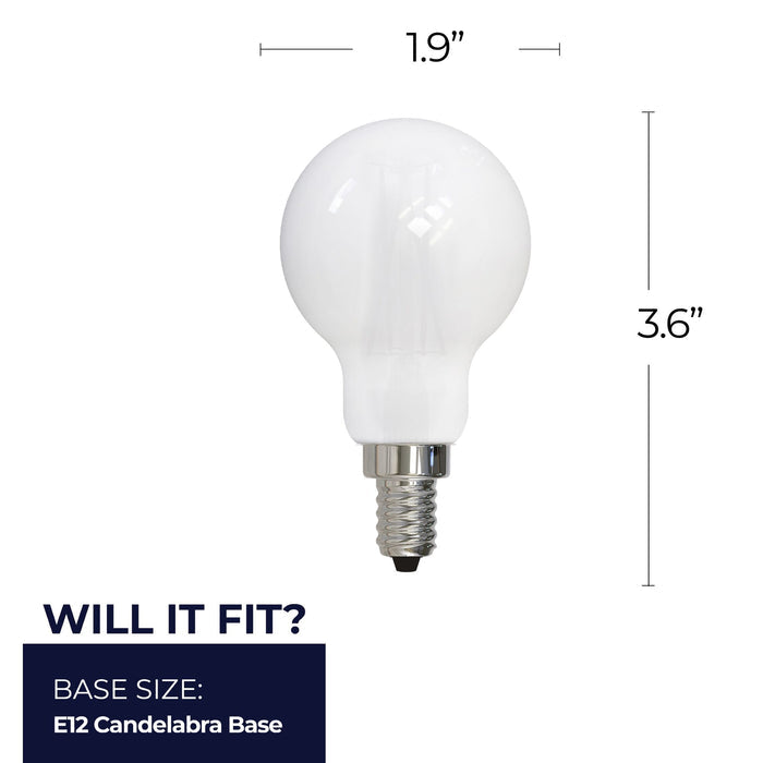 A15 4W Dimmable Milky Filament LED Light Bulb with E12 Base, 2700K, 400 Lumens, 4-Pack