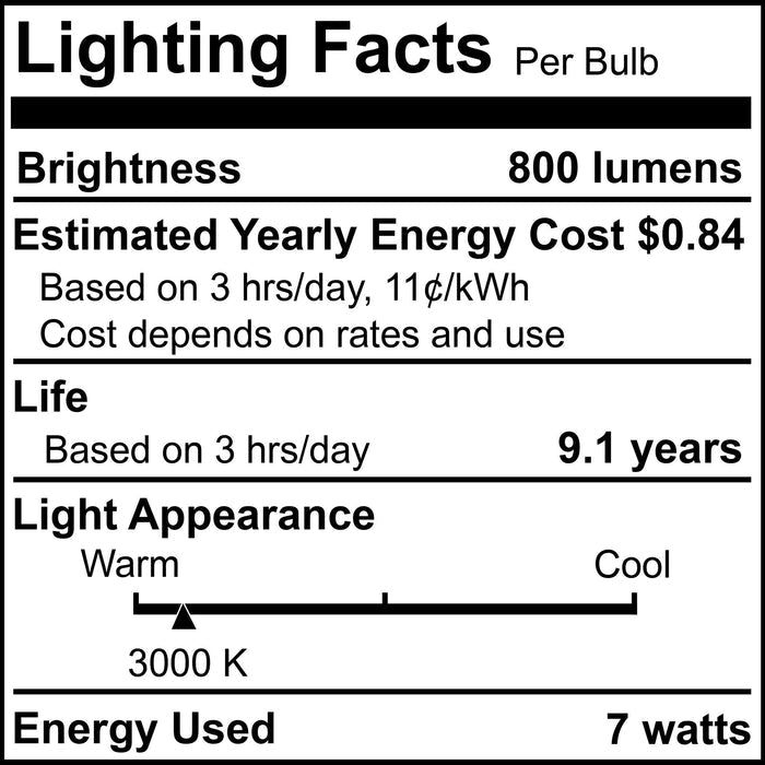 A15 7.6W Dimmable Clear Filament LED Light Bulb with E26 Base, 3000K, 800 Lumens, 4-Pack