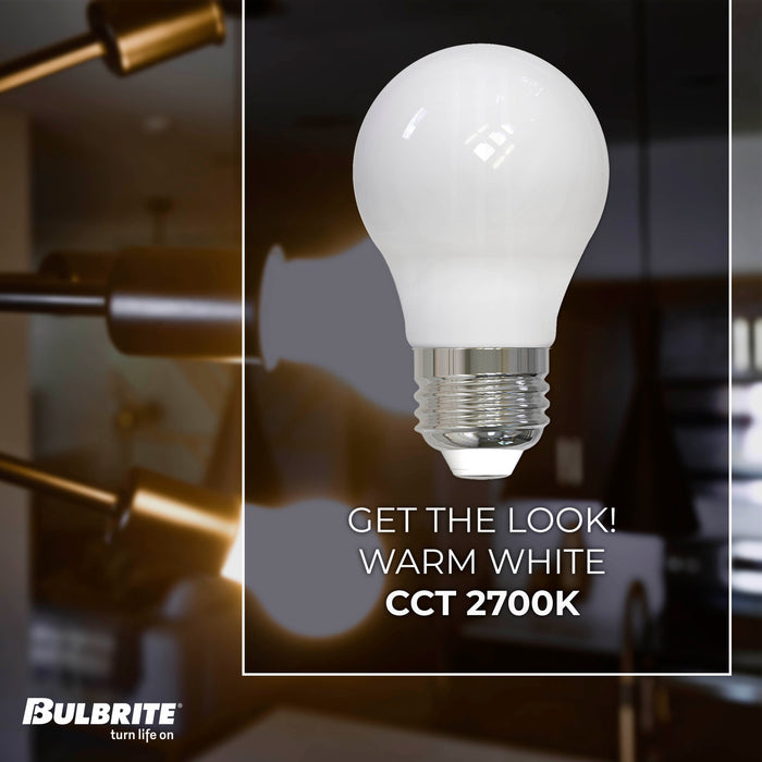 A15 7.6W Dimmable Milky Filament LED Light Bulb with E26 Base, 2700K, 800 Lumens, 4-Pack