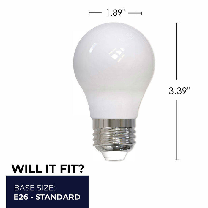 A15 7.6W Dimmable Milky Filament LED Light Bulb with E26 Base, 2700K, 800 Lumens, 4-Pack