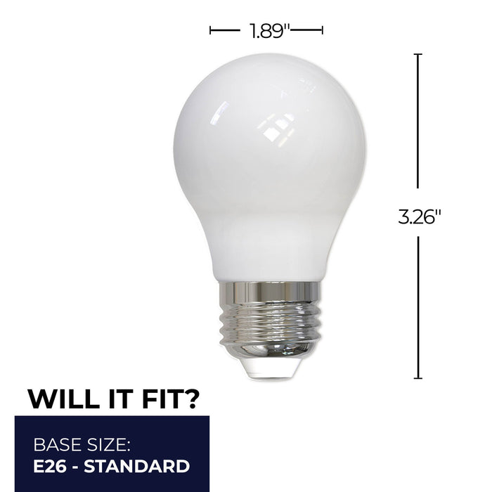 A15 7W Dimmable Milky Filament LED Light Bulb with E26 Base, 3000K, 800 Lumens, 4-Pack, 80 CRI