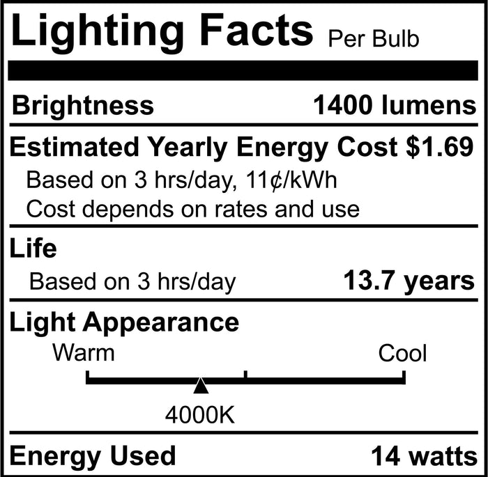 A19 14W Dimmable Milky Filament LED Light Bulb with E26 Base, 4000K, 1400 Lumens, 4-Pack