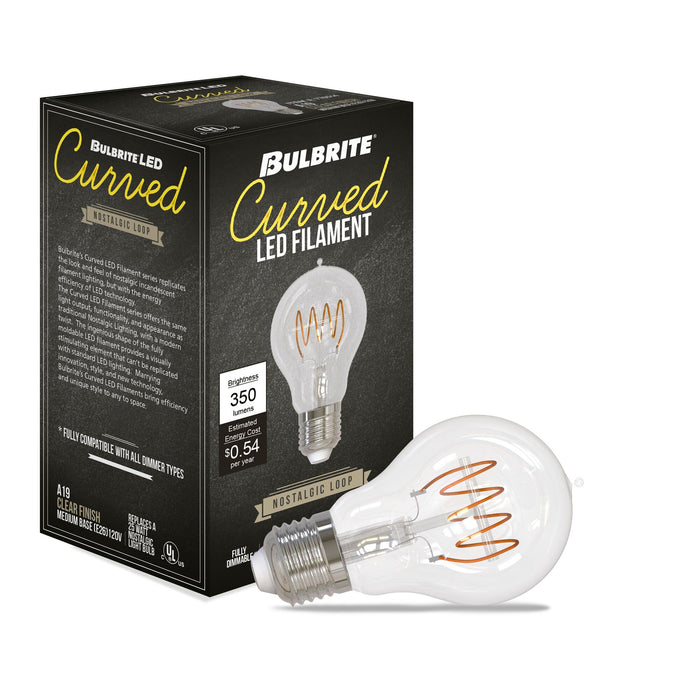 A19 4.5W Dimmable Clear Filament LED Light Bulb with E26 Base, 2100K, 350 Lumens, 4-Pack