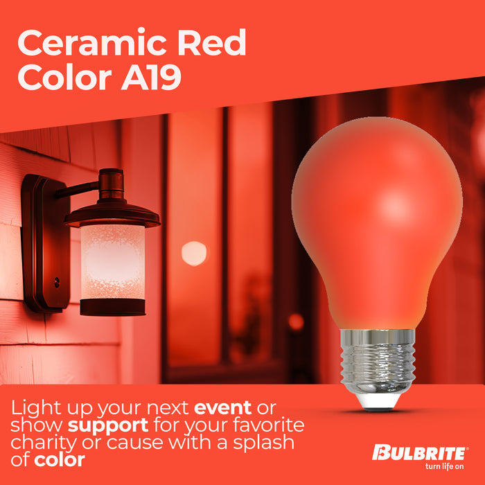 A19 4.5W Dimmable Red Filament LED Light Bulb with E26 Base, 10-Pack