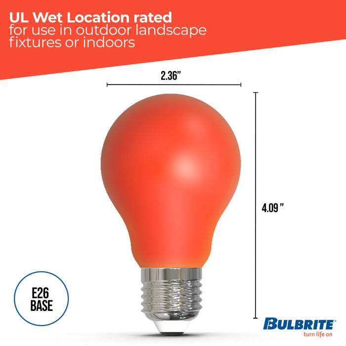 A19 4.5W Dimmable Red Filament LED Light Bulb with E26 Base, 10-Pack