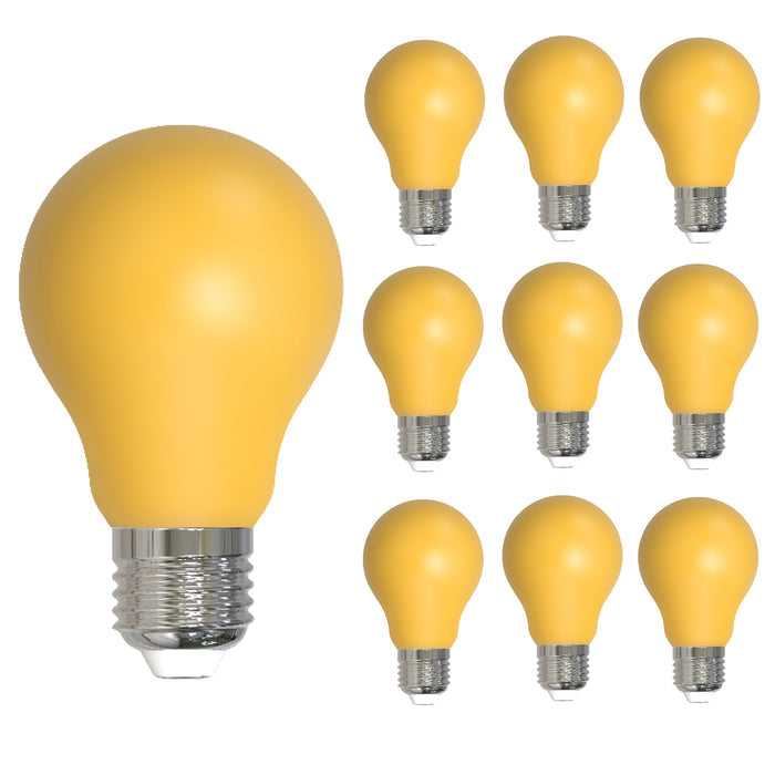 A19 4.5W Dimmable Yellow Filament LED Light Bulb with E26 Base, 10-Pack
