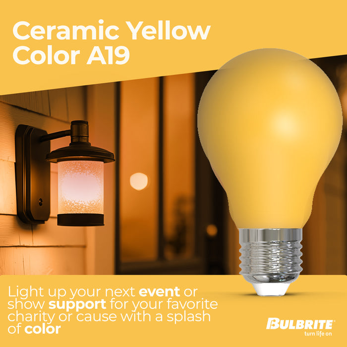 A19 4.5W Dimmable Yellow Filament LED Light Bulb with E26 Base, 10-Pack