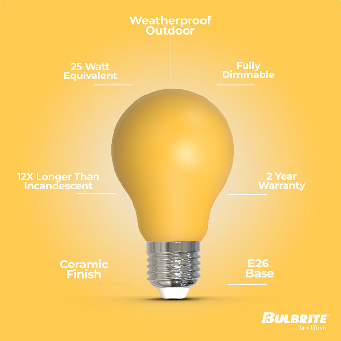 A19 4.5W Dimmable Yellow Filament LED Light Bulb with E26 Base, 10-Pack
