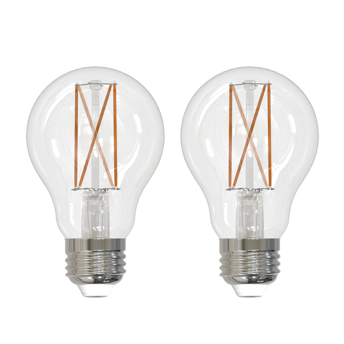 A19 5W Dimmable Clear Filament LED Light Bulb with E26 Base, 2700K, 450 Lumens, 2-Pack