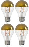 A19 5W Dimmable Half Gold Filament LED Light Bulb with E26 Base, 2700K, 400 Lumens, 4-Pack