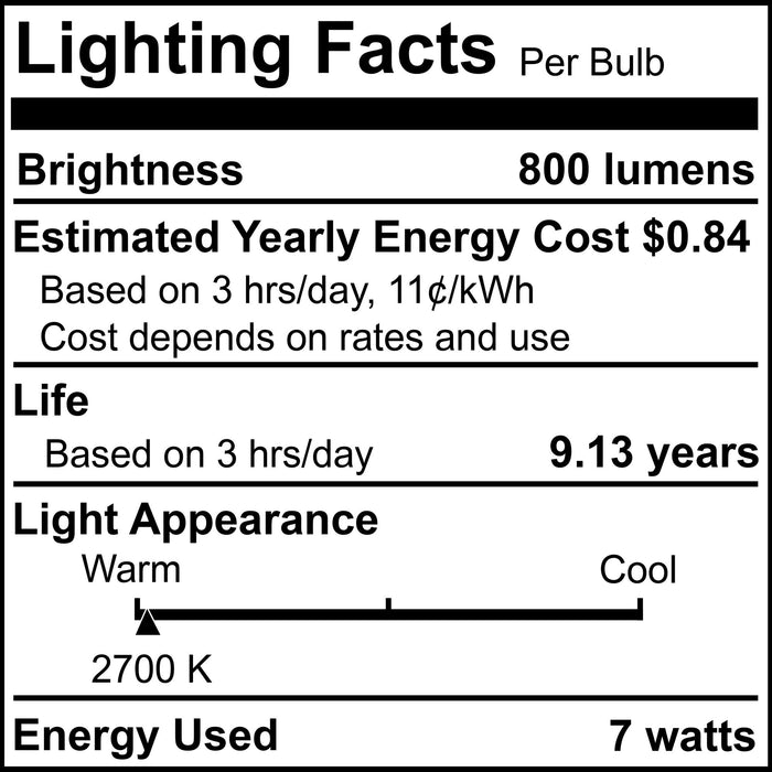 A19 7.6W Dimmable Clear Filament LED Light Bulb with E26 Base, 2700K, 800 Lumens, 10-Pack