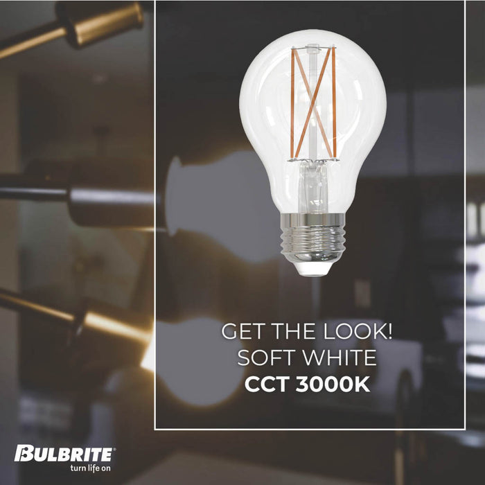 A19 7.6W Dimmable Clear Filament LED Light Bulb with E26 Base, 3000K, 800 Lumens, 10-Pack