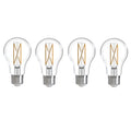 A19 7.6W Dimmable Clear Filament LED Light Bulb with E26 Base, 4000K, 800 Lumens, 4-Pack