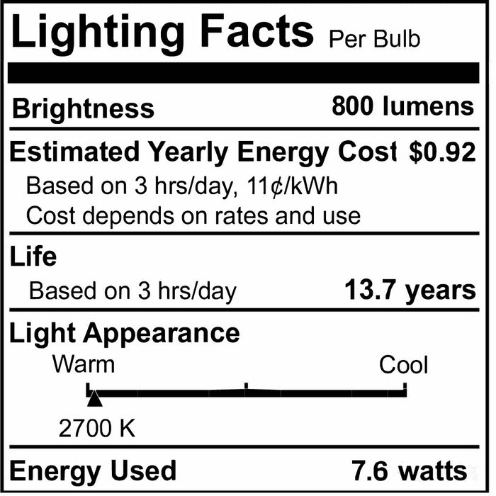 A19 7W Dimmable Clear Filament LED Light Bulb with E26 Base, 2700K, 800 Lumens, 8-Pack