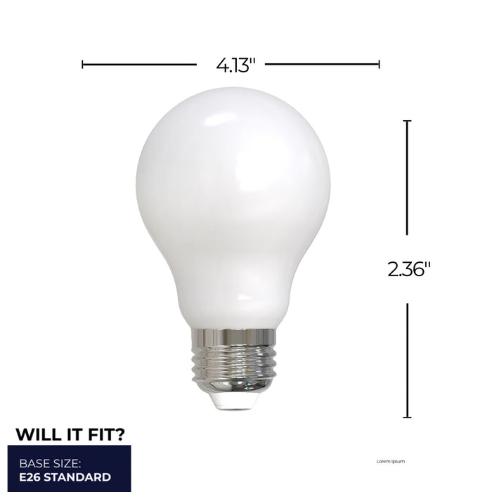A19 7W Dimmable Milky Filament LED Light Bulb with E26 Base, 4000K, 800 Lumens, 4-Pack