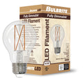 A19 8.5W Dimmable Clear Filament LED Light Bulb with E26 Base, 5000K, 800 Lumens, 4-Pack