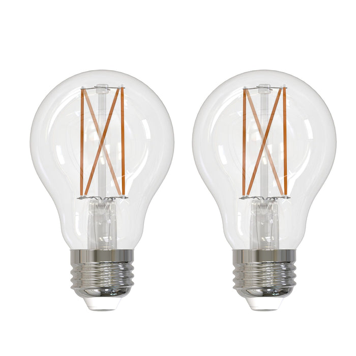 A19 8.5W Dimmable Filament LED Light Bulb with E26 Base, 2700K, 850 Lumens, 2-Pack