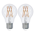 A19 9W Dimmable Clear Filament LED Light Bulb with E26 Base, 2700K, 1100 Lumens, 2-Pack