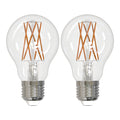 A19 9W Dimmable Clear Filament LED Light Bulb with E26 Base, 3000K, 1100 Lumens, 2-Pack