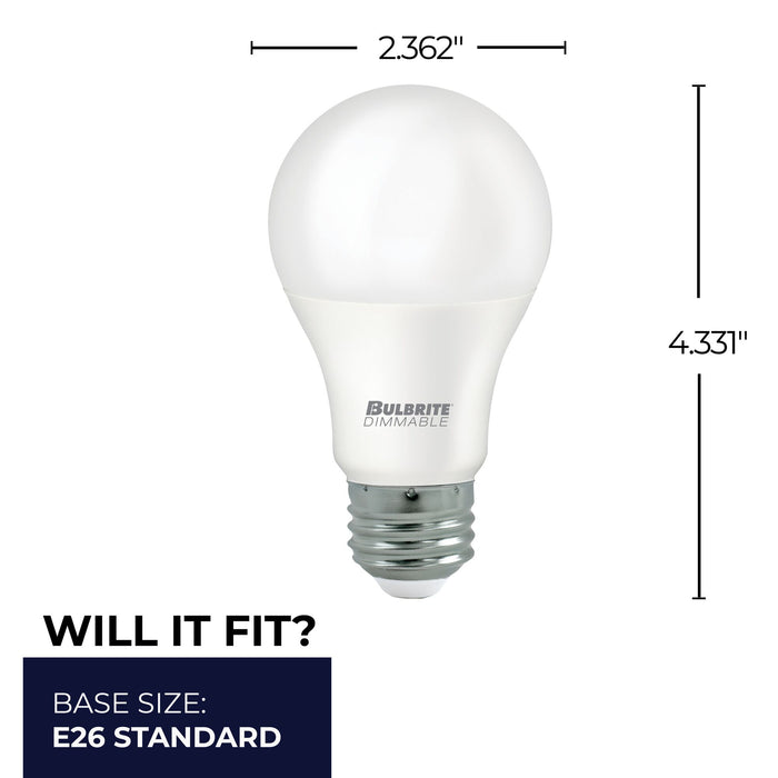 A19 9W Dimmable Frost Filament LED Light Bulb with E26 Base, 2700K, 800 Lumens, 4-Pack
