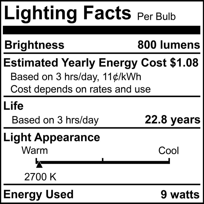 A19 9W Dimmable Frost Filament LED Light Bulb with E26 Base, 2700K, 800 Lumens, 4-Pack