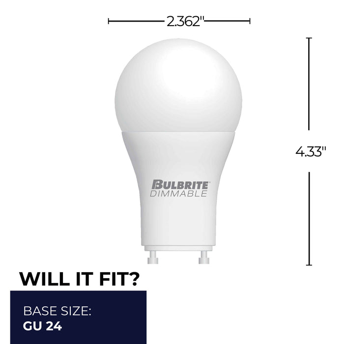 A19 9W Dimmable Frost Filament LED Light Bulb with GU24 Base, 2700K, 800 Lumens, 4-Pack