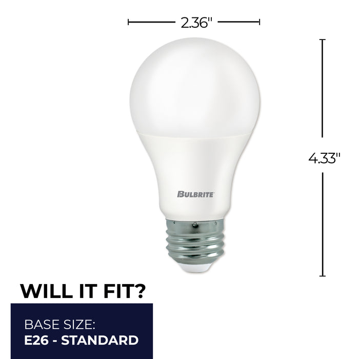 A19 9W Dimmable Frost LED Light Bulb with E26 Base, 5000K, 800 Lumens, 8-Pack