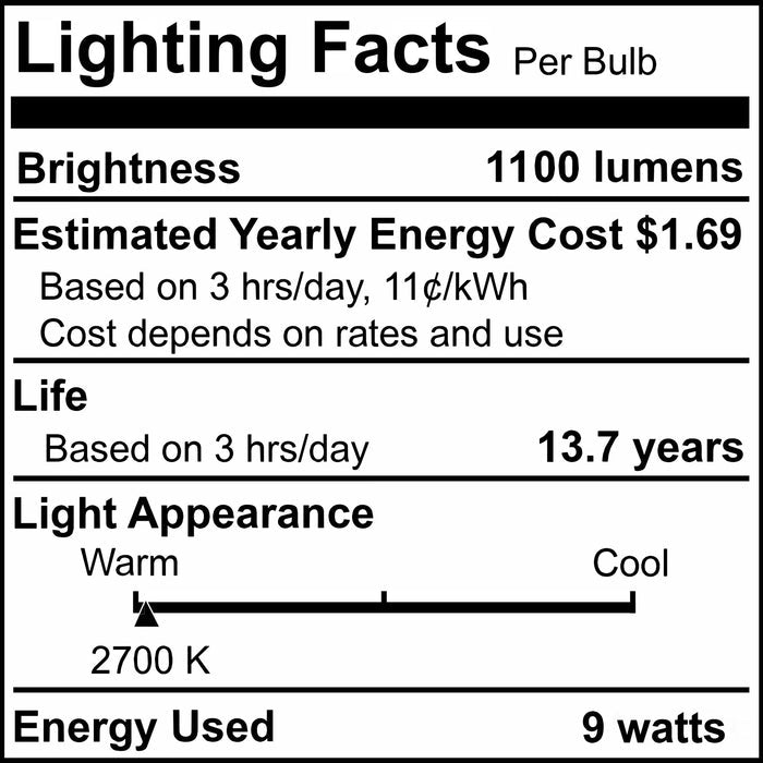 A19 9W Dimmable Milky Filament LED Light Bulb with E26 Base, 2700K, 1100 Lumens, 2-Pack