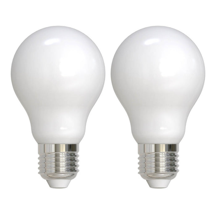 A19 9W Dimmable Milky Filament LED Light Bulb with E26 Base, 3000K, 1100 Lumens, 2-Pack