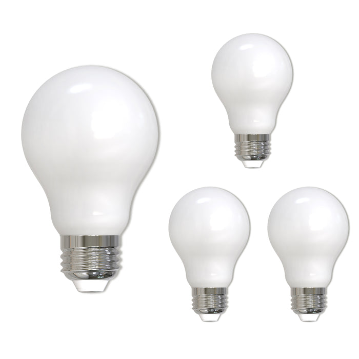 A19 9W Dimmable Milky Filament LED Light Bulb with E26 Base, 3000K, 1100 Lumens, 4-Pack, 75W Equivalent