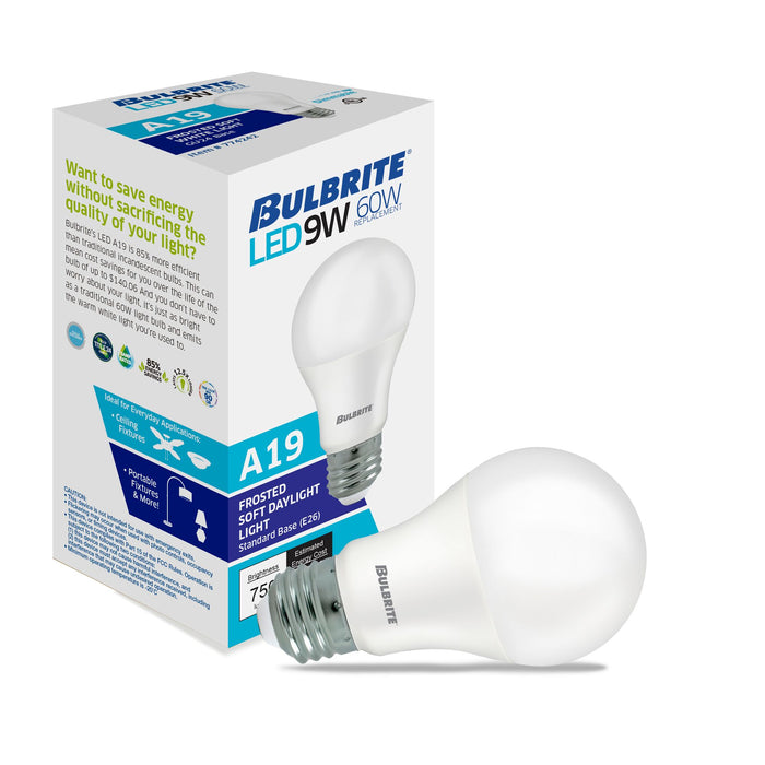 A19 9W Non-Dimmable Frost Filament LED Light Bulb with E26 Base, 5000K, 750 Lumens, 8-Pack