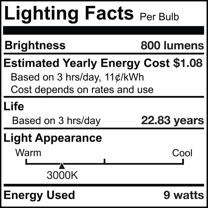 A19 9W Non-Dimmable Frost LED Light Bulb with E26 Base, 3000K, 800 Lumens, 4-Pack
