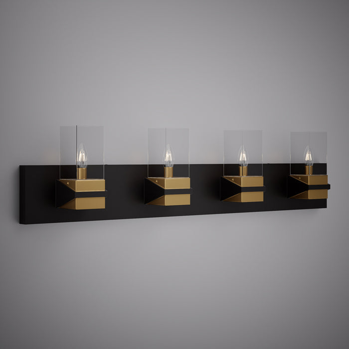 4 Lights Aries 4-light Vanity Light Aged Brass/Matte Black  Dimmable 160W