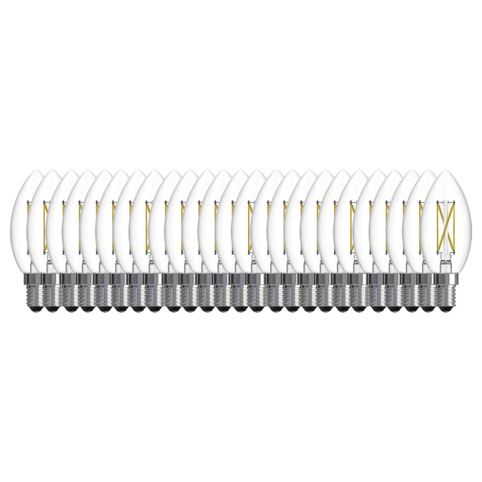 B11 4.1W Dimmable Clear Filament LED Light Bulb with E12 Base, 2700K, 400 Lumens, 25-Pack