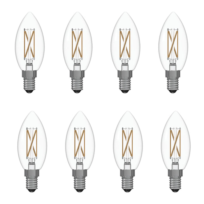 B11 4.1W Dimmable Clear Filament LED Light Bulb with E12 Base, 2700K, 400 Lumens, 8-Pack