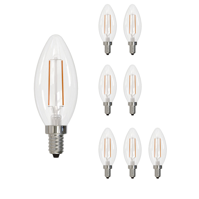 B11 4.1W Dimmable Filament LED Light Bulb with E12 Base, 4000K, 400 Lumens, 8-Pack