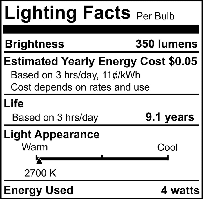 B11 4.1W Dimmable Filament LED Light Bulb with E12 Base, 4000K, 400 Lumens, 8-Pack